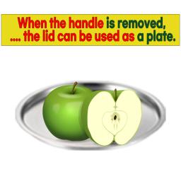 When the handle is removed, the lid can be used as a plate