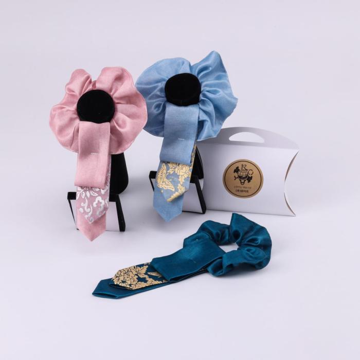 Daenggi Hair Gobchang : Korean traditional pigtail ribbon hair tie - turquoise