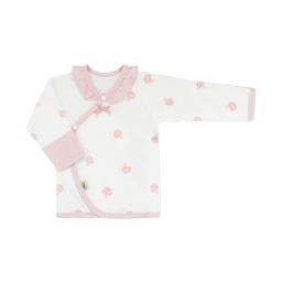 long sleeve sleepsuit with pink collar and pink trim