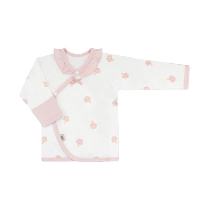 long sleeve sleepsuit with pink collar and pink trim