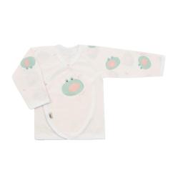 organic cotton long sleeve bodysuit with apple print and bib