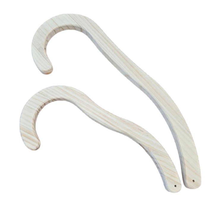 a pair of curved wooden handles