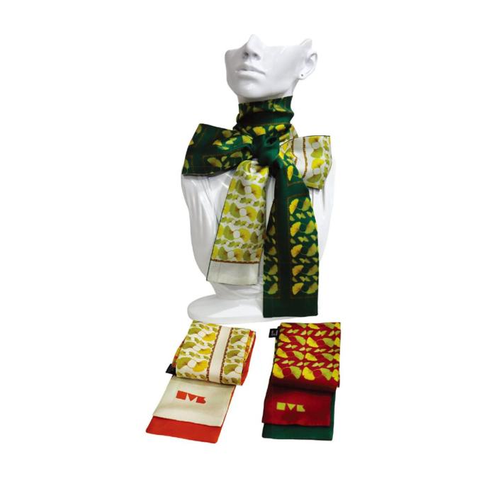 green and yellow silk scarf
