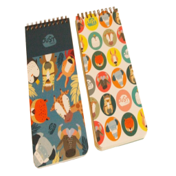 Wired twin-ring upper iron notebook with cute character drawings