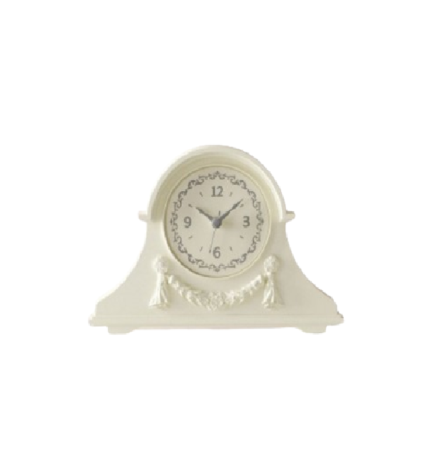 white ceramic mantle clock