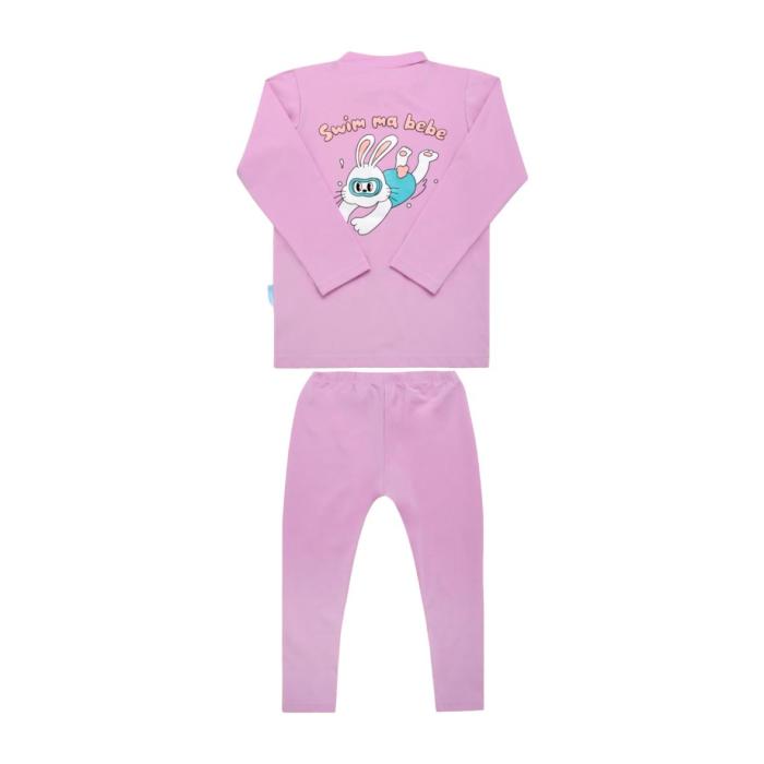 'Swimmabebe' Two-piece Swimming Rabbit Rash Guard Lavender Pink