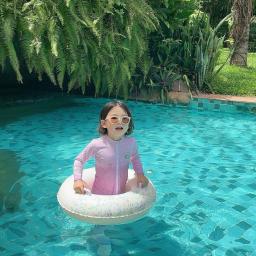 'Swimmabebe' Two-piece Swimming Rabbit Rash Guard Lavender Pink