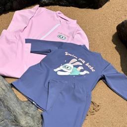'Swimmabebe' Two-piece Swimming Rabbit Rash Guard Lavender Pink