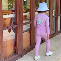 'Swimmabebe' Two-piece Swimming Rabbit Rash Guard Lavender Pink