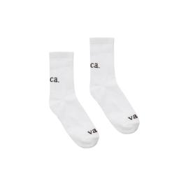 white socks with the word "ca" on them