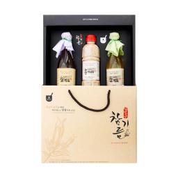 three bottles and a gift bag