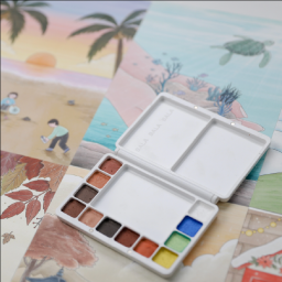 You can also paint cute postcards by yourself.