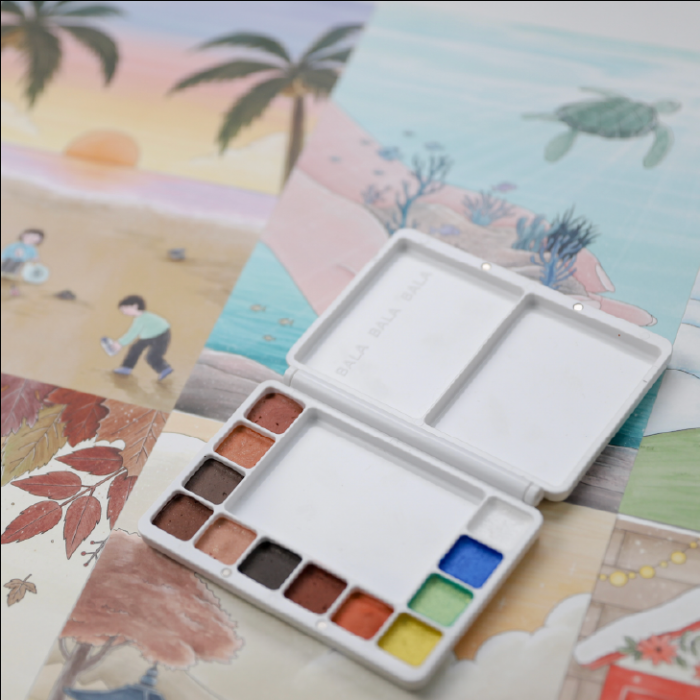 You can also paint cute postcards by yourself.