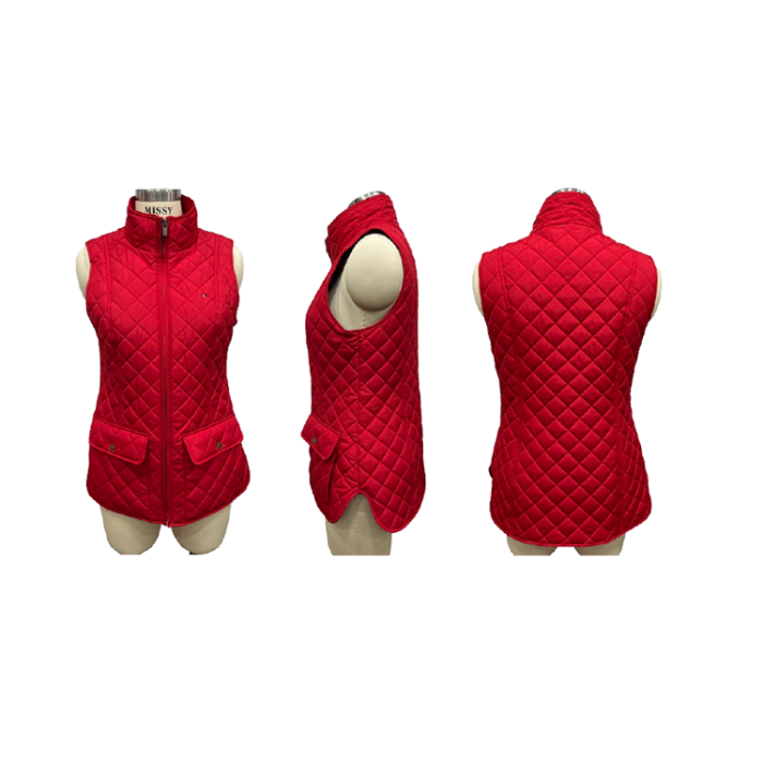 red quilted vest