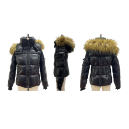 black down jacket with fur collar