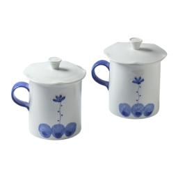 [sodamcoop] Blue lotus lid porcelain Mug