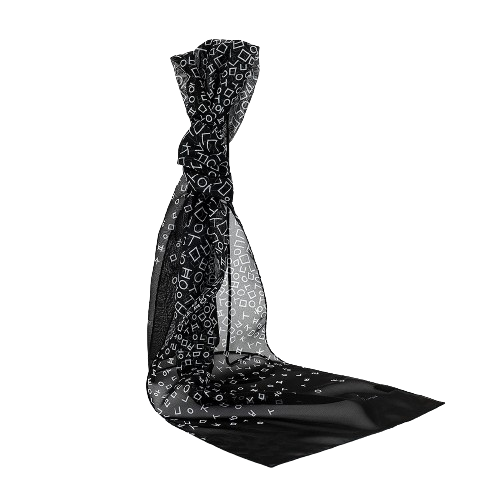 KKA MA JONG Korean scarf silk chiffon black