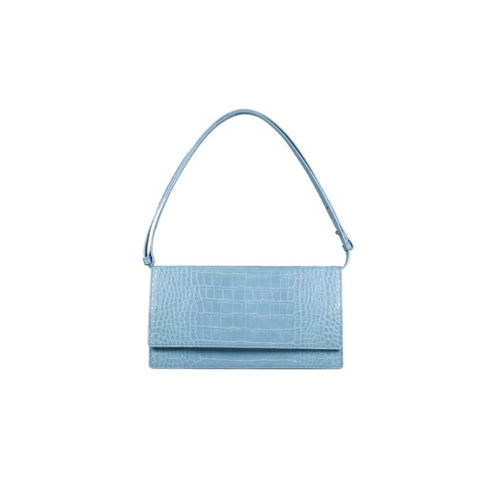 the light blue crocodile leather bag