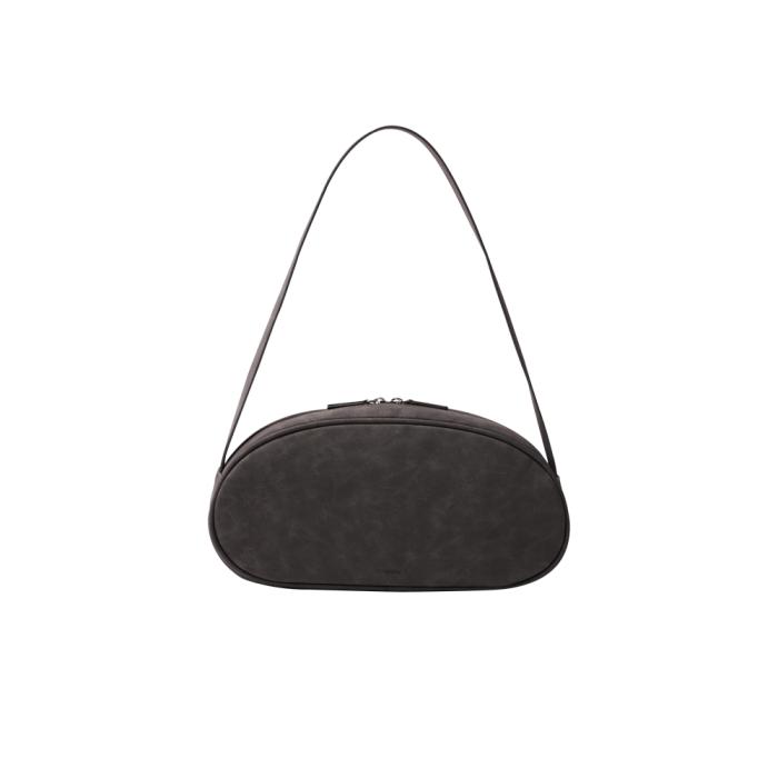 the small black bag with a handle and a flap