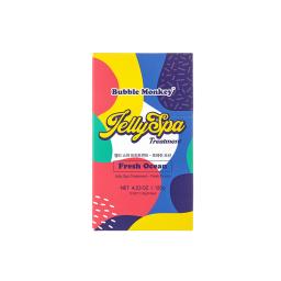 Bubble Monkey Jelly Soda with a colorful label and a blue and yellow package