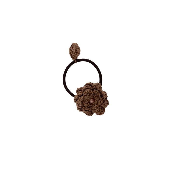 brown flower hair tie