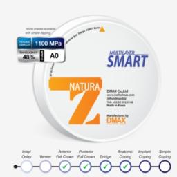 Multi layer Smart is a new concept zirconia block that allows users to get a natural gradation effect through different absorption rates of the upper and lower layers during the color liquid dipping process.

It is DMAX’s best-seller that can innovatively reduce the inventory burden by creating 16 vita shades with simple dipping procedure.

It is good for both anterior and posterior full crown- single and bridge- as it has sufficient strength as well as natural shade.

To make the occlusal/incisal surface transparent, first brush with only one type of liquid, such as Enamel or Ice Gray or Ice Blue, and then dip it in the dentin color.