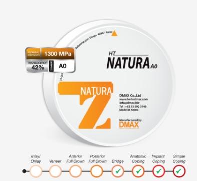 Natura HT zirconia block is suitable for coping as it has the highest strength of about 1300 MPa.

The superior strength and mild transparency make it suitable for anatomic coping bridge which need cutback design.