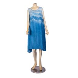Natural Dyed (Complex Dyed) Rayon Sleeveless Blue Dress