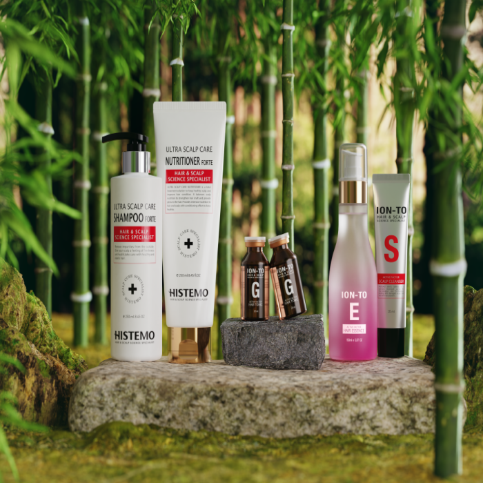 Nutritional pack used with the scalp and hair together( Second from the left)