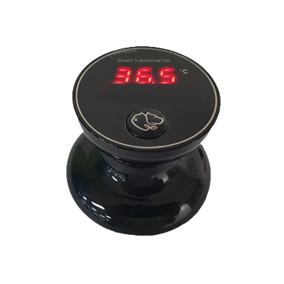 Non-contact stethoscope thermometer for dogs and cats.