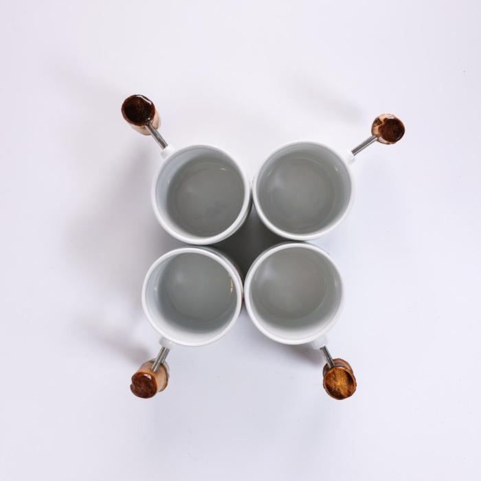 [Woorim Pottery] Bamboo Story(Four Seasons) Set : Korean Four Seasons and Wooden Ceramic Cups
