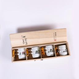 [Woorim Pottery] Bamboo Story(Four Seasons) Set : Korean Four Seasons and Wooden Ceramic Cups