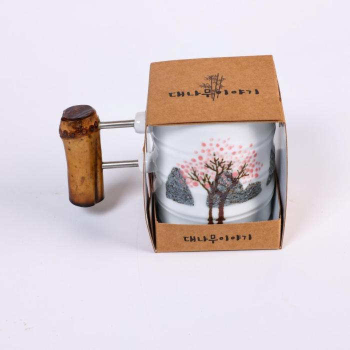 [Woorim Pottery] Bamboo Story(Spring) : Flowering Tree Design Ceramic Cup.