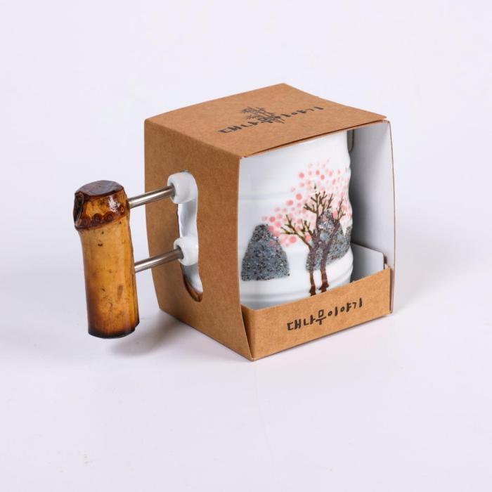 [Woorim Pottery] Bamboo Story(Spring) : Flowering Tree Design Ceramic Cup.