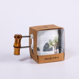 [Woorim Pottery] Bamboo Story(Summer) : ceramic cup adorned with a lush depiction of bamboo trees