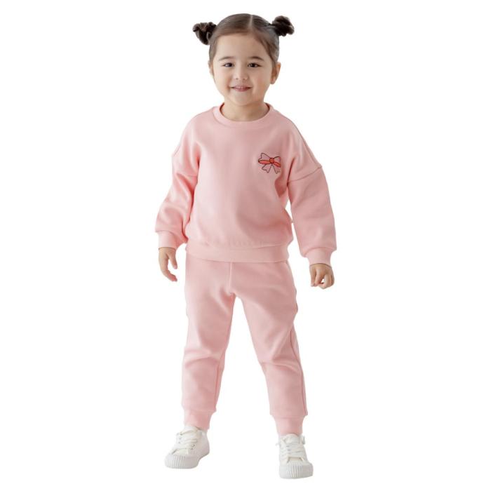 girl's pink tracksuit with logo