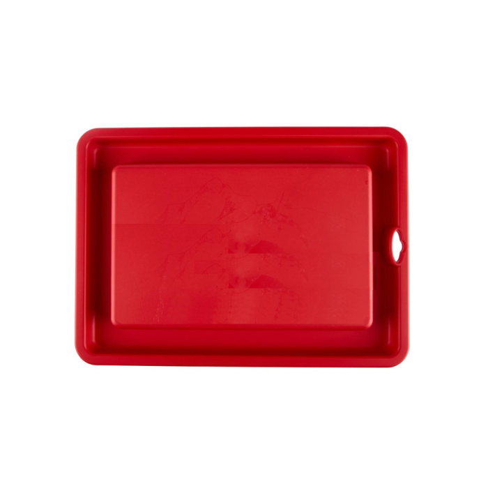 red plastic tray