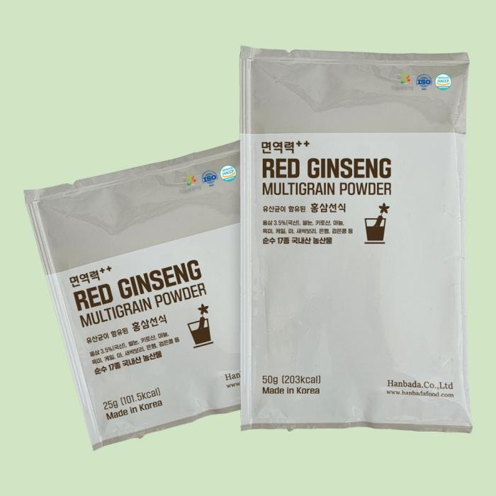 25g, 50g RED GINSENG MULTIGRAIN POWDER pouch.