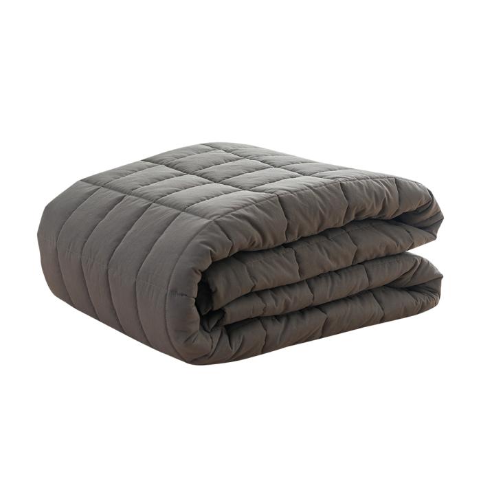 a brown weighted blanket