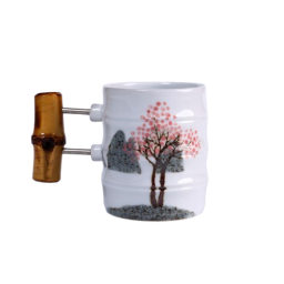 [Woorim Pottery] Bamboo Story(Spring) : Flowering Tree Design Ceramic Cup.