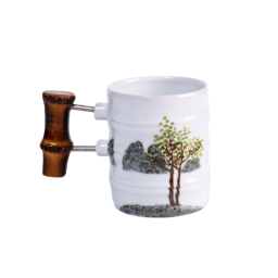 [Woorim Pottery] Bamboo Story(Summer) : ceramic cup adorned with a lush depiction of bamboo trees