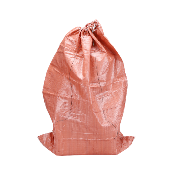 red plastic garbage bag isolated on white background