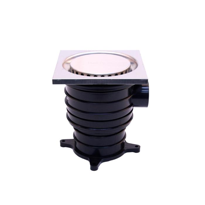a black and silver stainless steel toilet seat cover