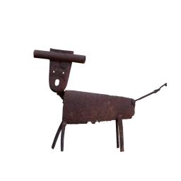 a metal sculpture of a dog
