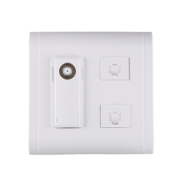 electrical outlet and light switch on white background
