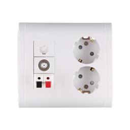 electrical outlet and socket on white background