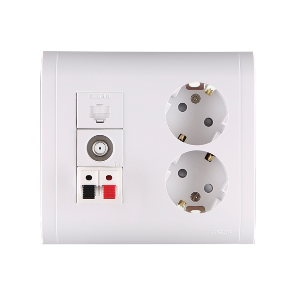 electrical outlet and socket on white background