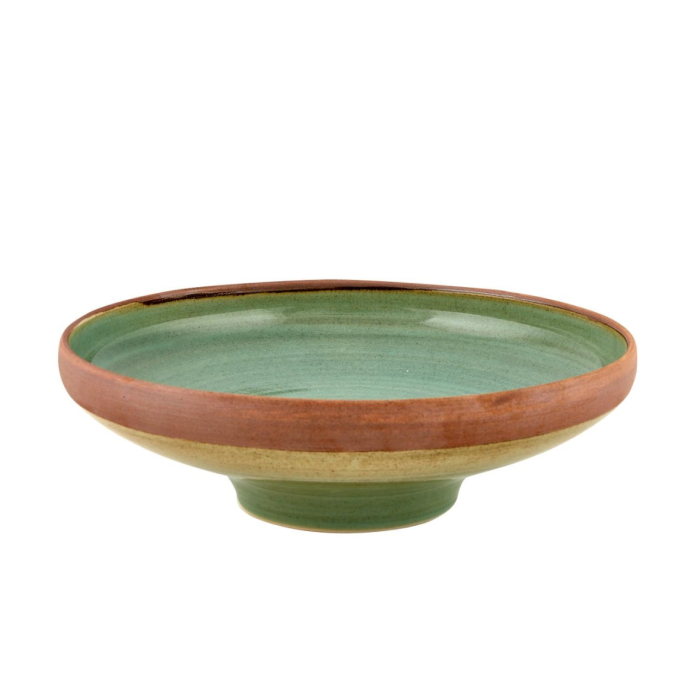 a small, handmade, frosted mint green serving bowl