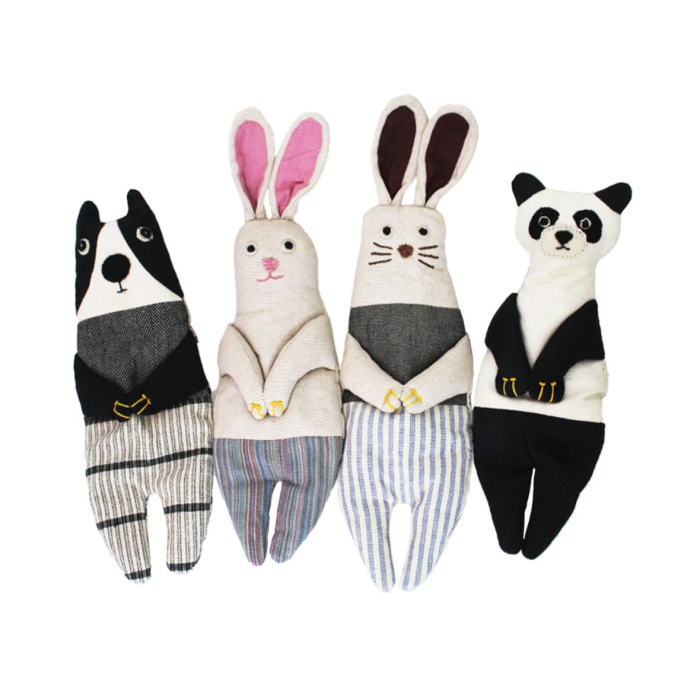 four different sock animals