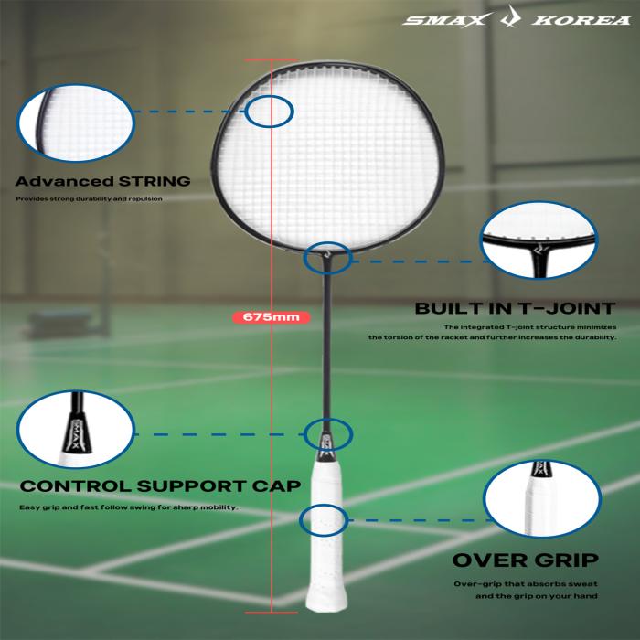 Korean Racket Smax Korea Light and Durable Carbon Material Premium Badminton Racket ...